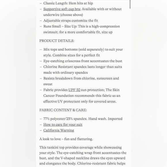 Land's End Plus Size underwire V-neck wrap tankini top Island emerald Various - Picture 5 of 5